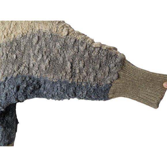 Lady Lilly Vintage cowl neck‎ gray, blue, beige unique women's sweater 38 sz M - Picture 6 of 12